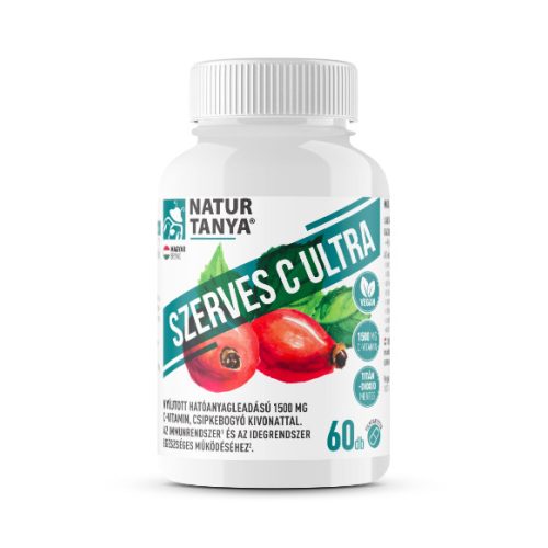 Szerves C Ultra - 1500 mg Retard C-vitamin, csipkebogyó kivonattal titán-dioxid mentes formula Natur Tanya® 