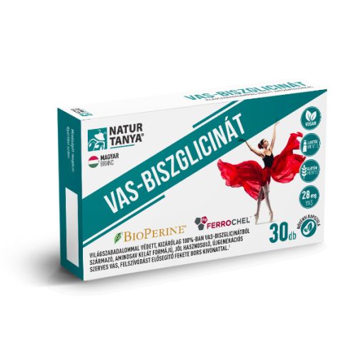 VAS-BISZGLICINÁT - Világszabadalommal védett szerves vas és BioPerine® (fekete bors kivonat) Natur Tanya® 